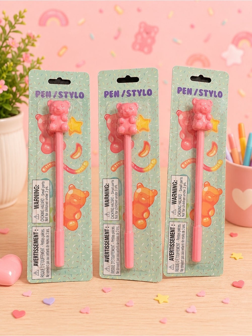 Cute Pink Bear Kids Pen - Pink Novelty Pen
